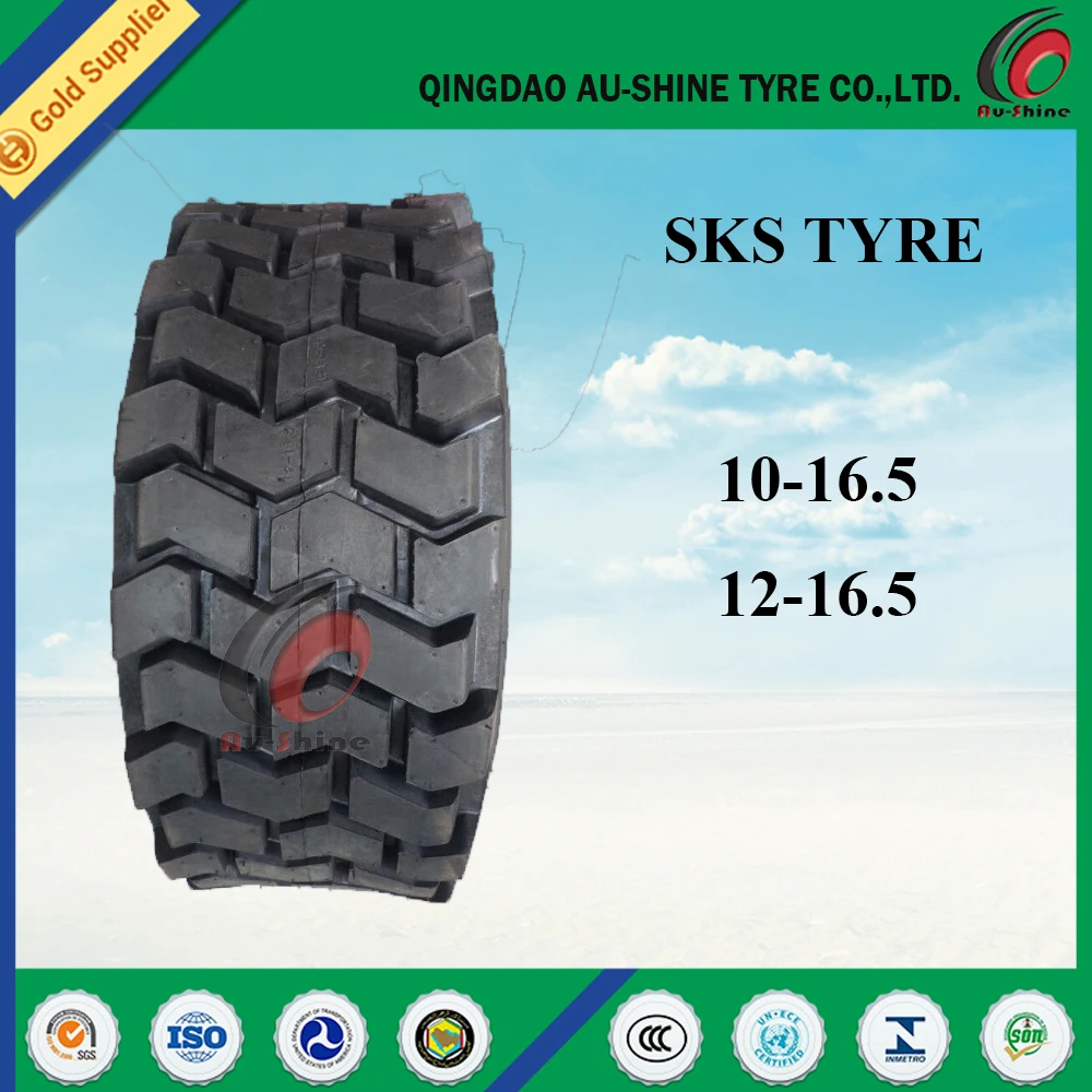 Set Of 4 Skid Steer Tires & Rims – 12-16.5 R-4 Bias, 14-Ply, 8-Lug – Fits Case 1845 & Others