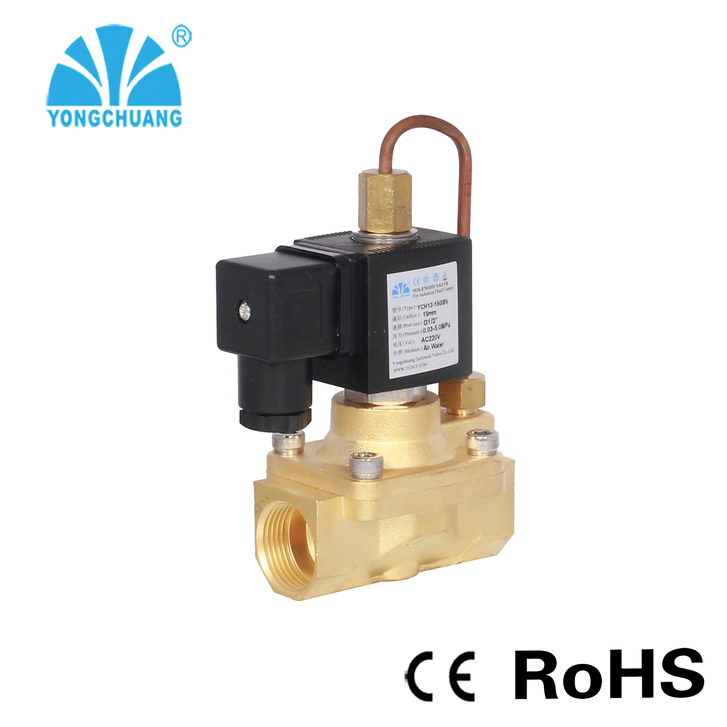 Normally Open 12vdc 220v Volt High Pressure Brass Water Solenoid Valve