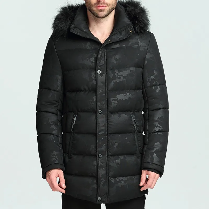 Russian Winter Detachable Hooded Fur Lined Puffer Mens Parka Custom ...