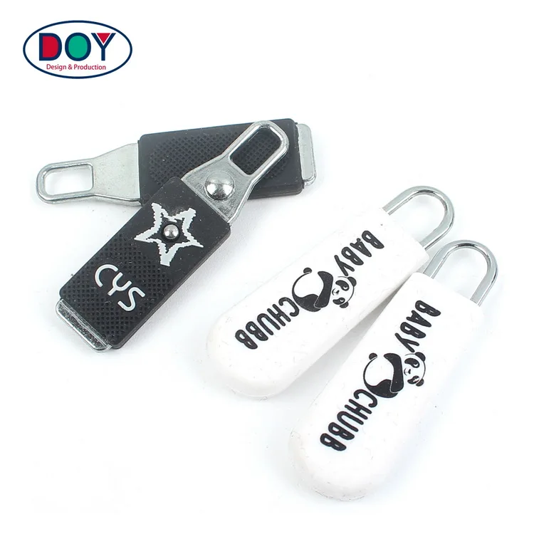 Zipper Pulls Wholesale Custom Raised Name Logo Pvc Rubber Silicone