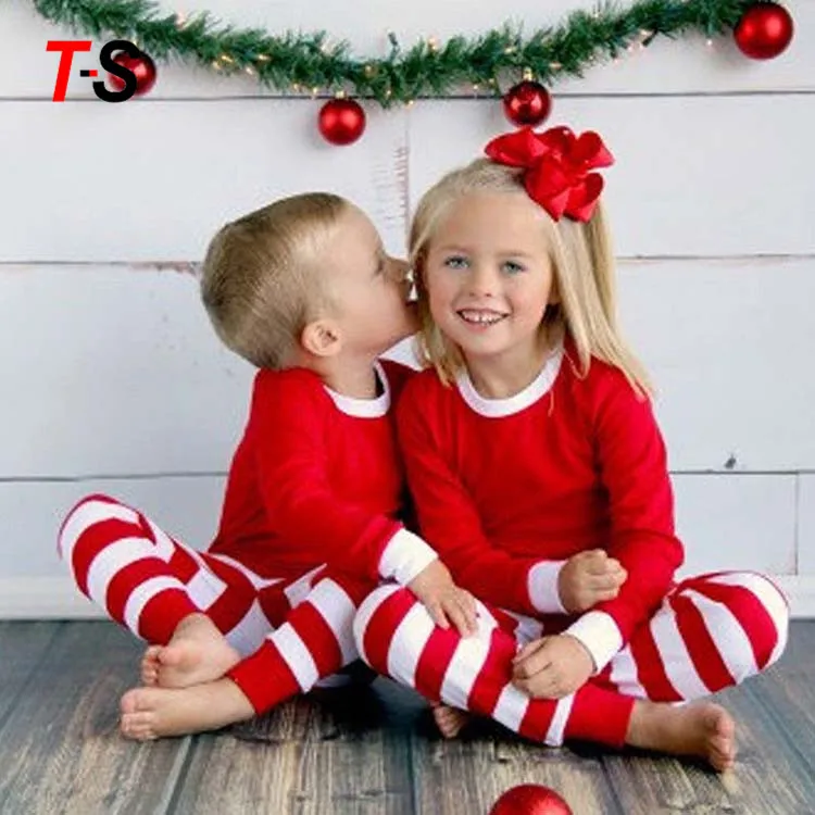 
Wholesale OEM ODM Low Price Children Clothes Pullover Striped Christmas Pajamas set Cute Christmas Sleepwear Family Jammies  (60801194504)