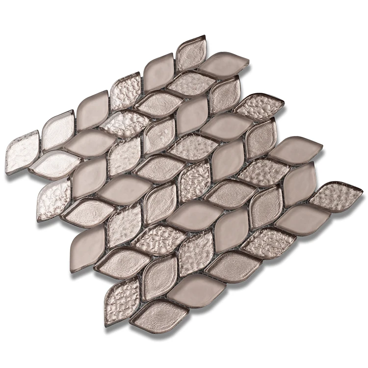 China design popular wall decoration glass leaf tile