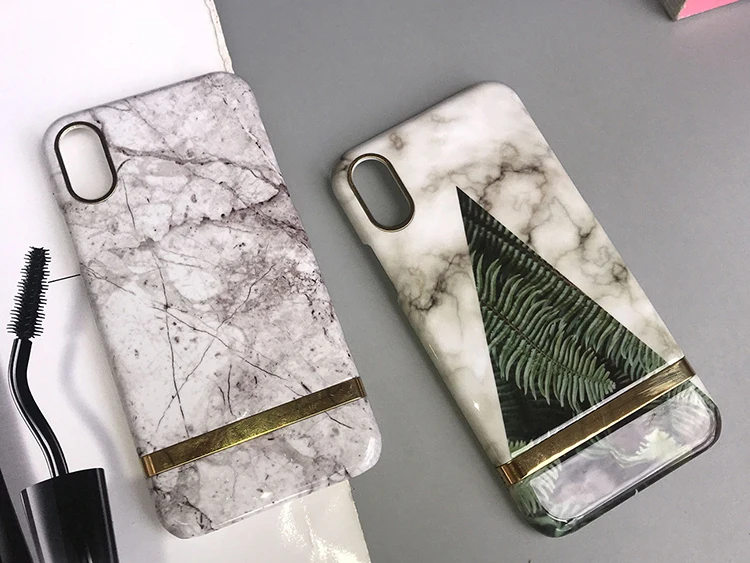 Marble gold strip hard shell PC mobile phone case for iphone XR