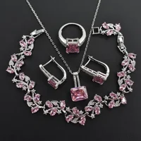 

Fashionable Women Amethyst Stone Jewelry Set of Earring Ring Necklace Bracelet 925 Silver Party Jewelry Set