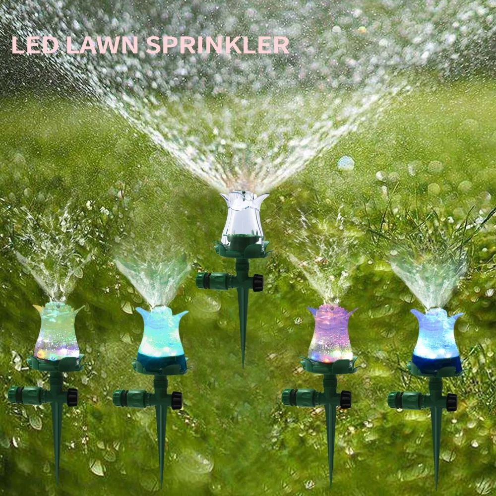 Flower Shape Garden Lawn Decorative Water Sprinkler With Colorful Led