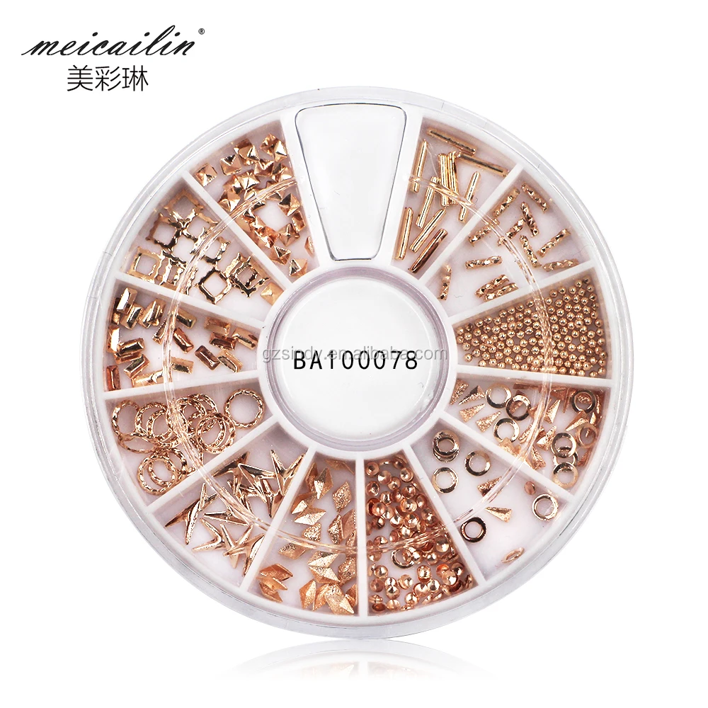 

rose gold metal 3d nail art decorations studs nails accessories