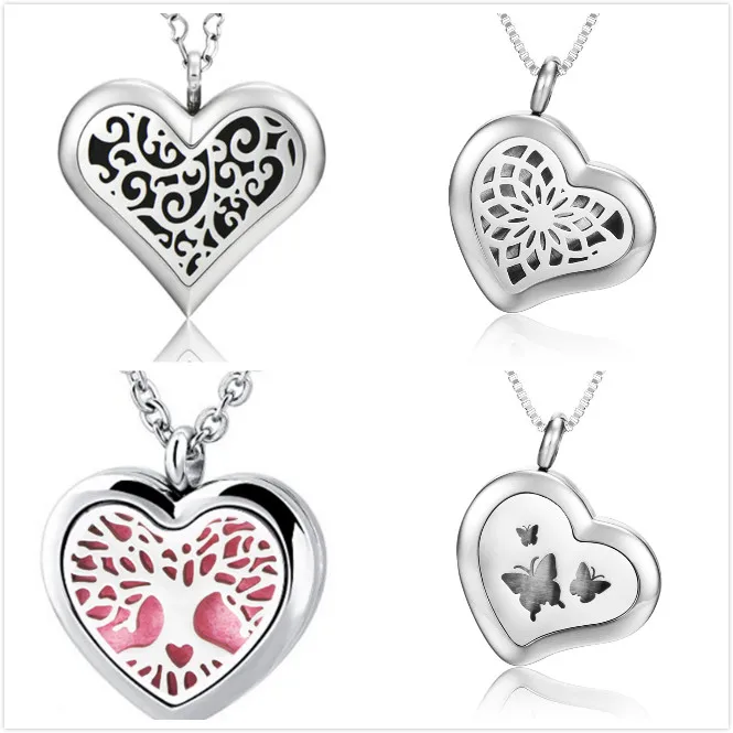 

Cute pendant heart aromatherapy essential oil diffuser necklace, Steel color