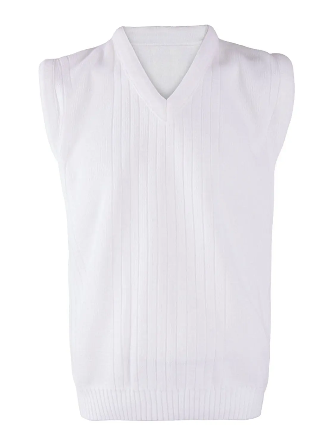 Rimi Hanger Mens Lawn Bowling Sleeveless V Neck Knitted Vest Top Adults Ribbed White Sweater S/5XL