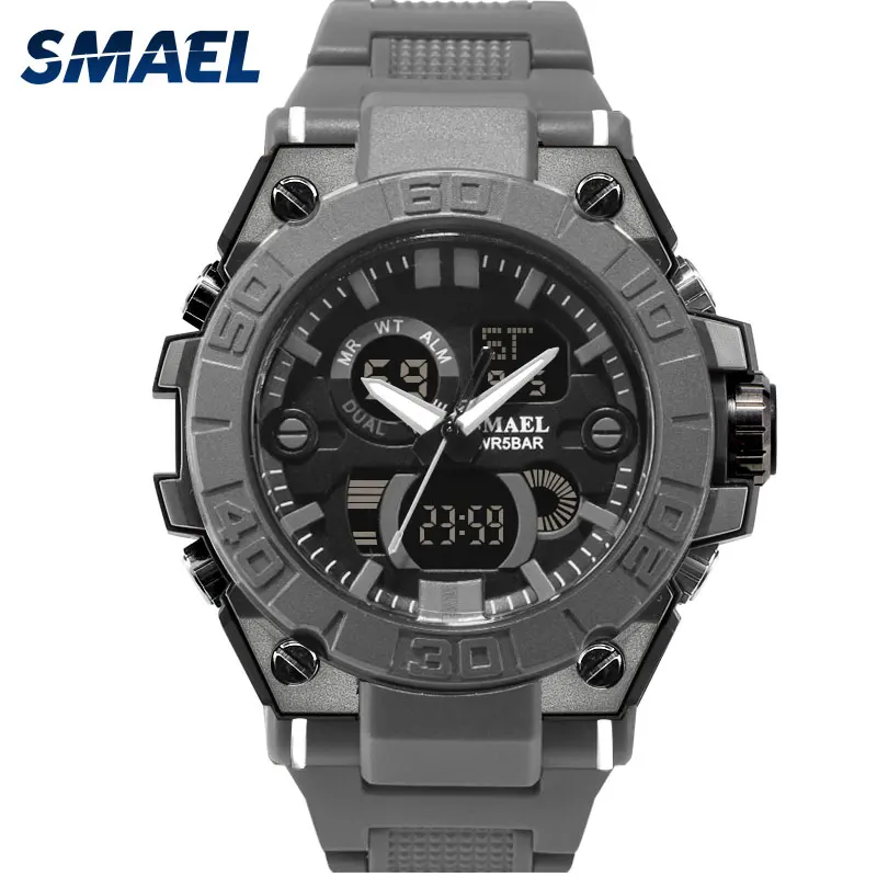 

SMAEL 8003 new style alloy case plastic brand sport led quartz dual time 5ATM watch