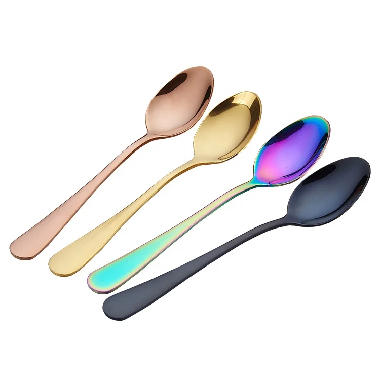 

Colorful Stainless Steel Pvd Coating Gold Dessert Coffee Custom Spoon, Silver/gold/rose gold /black/rainbow