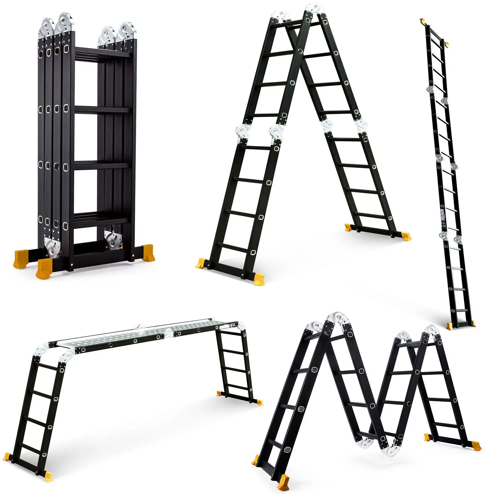 15.5FT Aluminum Multi Purpose Telescopic Ladder Extension Folding Home Use 
