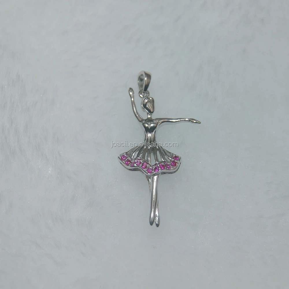 Joacii Ballet Girl Jewelry Pendant Sterling Silver Crystal Necklace Pendant