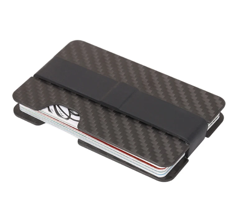 

Logo Branded Slim RFID Metal ID Case Business Cards Carbon Fiber Wallet