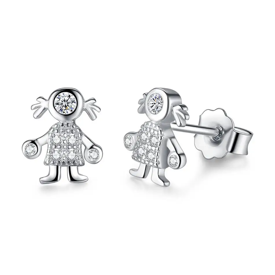 

Cute 925 Sterling Silver Cubic Zircon Earrings Girl Stud Earrings for Women Fashion Silver Jewelry Gift