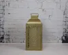 GOLD METAL PATTERN LANTERN WITH LED PLASTIC CANDLE INSIDE, BATTERY OPERATED