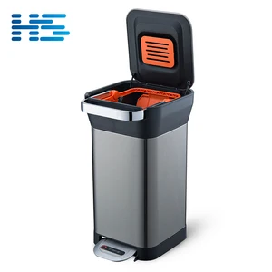 Image of 25L square stainless steel step bins waste bin compactor