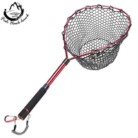 

Telescopic Fly Fishing Landing Net Of Aluminum Alloy Frame with Small Rubber Mesh Magnetic Clip Lanyard