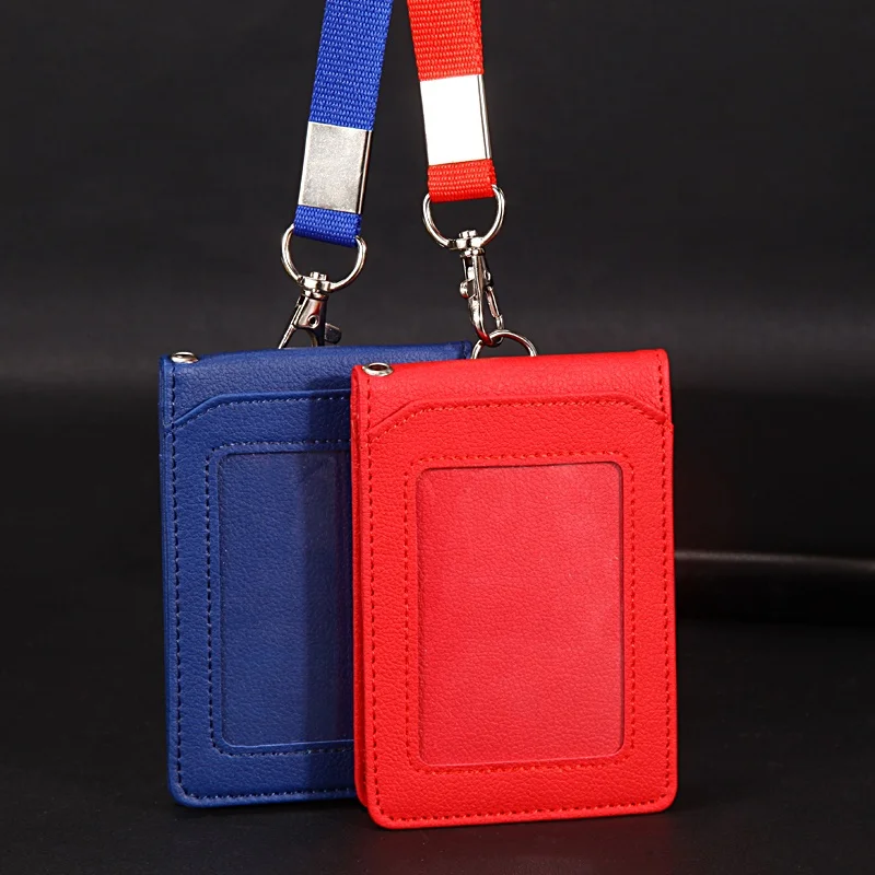 

Fashion PU Leather neck wallet Business ID Card Holder in stock, Custom color