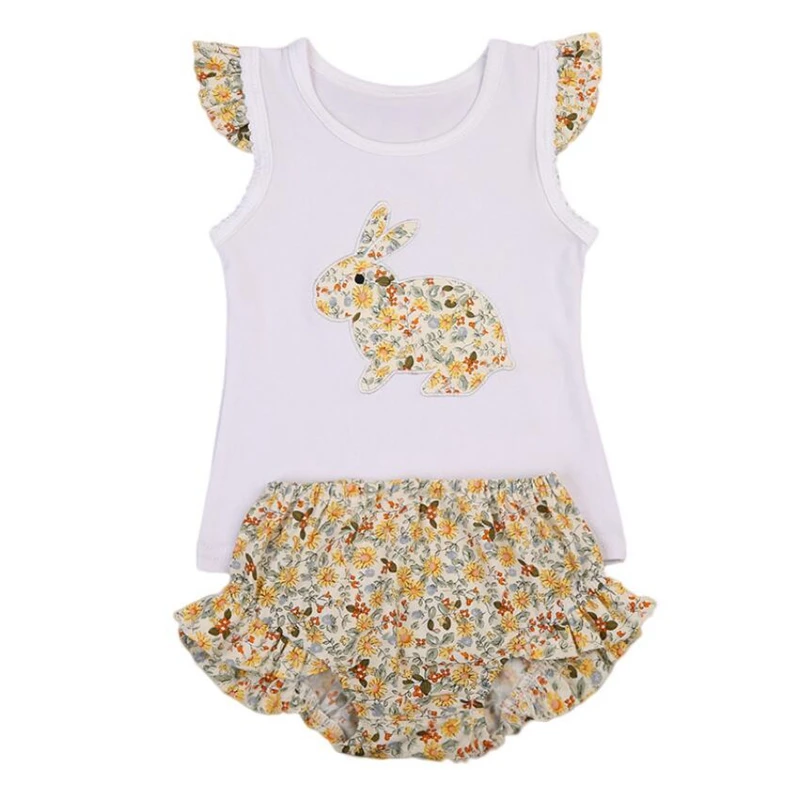 

new arrival organic romper baby clothes bunny cute jumpsuit flutter floral romper ready to ship, Picture