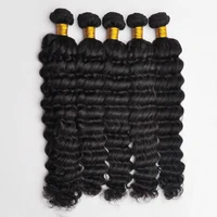 

High Quality 10A Full Cuticle Aligned 100% Brazilian Queen Human Hair Double Drawn Long Deep Wave Bundles Weaving With Frontal