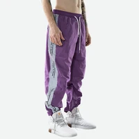 

Mens Streetwear zipper Cargo pants patchwork men's Sports Letter Reflective Jogger Pants