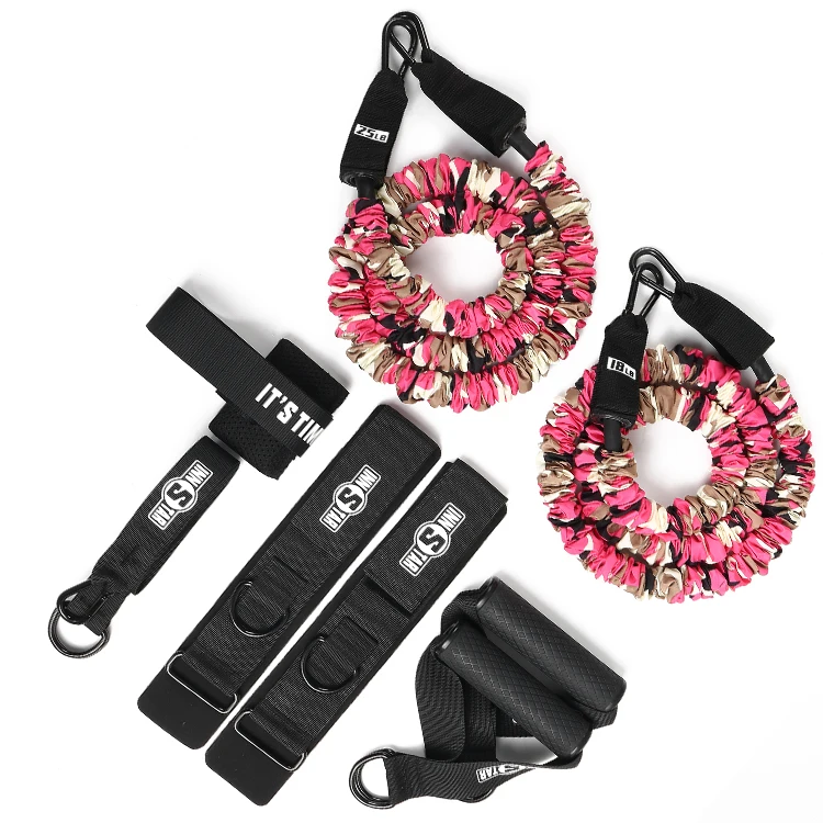

INNSTAR 100% natural latex fitness equipment resistance tube set band set Fitness Kits Pink