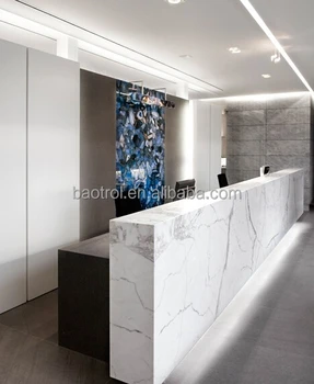 reception marble desk carrara hotel surface solid detail larger