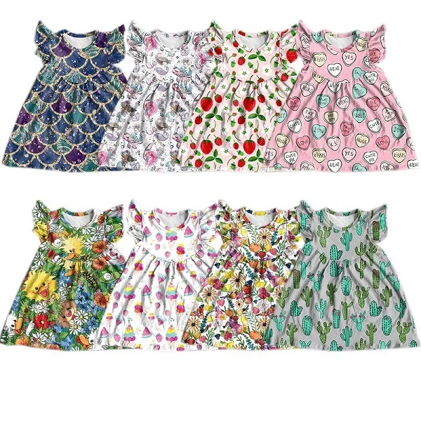 

Hot sale boutique pearl dresses flutter floral dresses for baby girl mermaid summer dress, As same as the picture