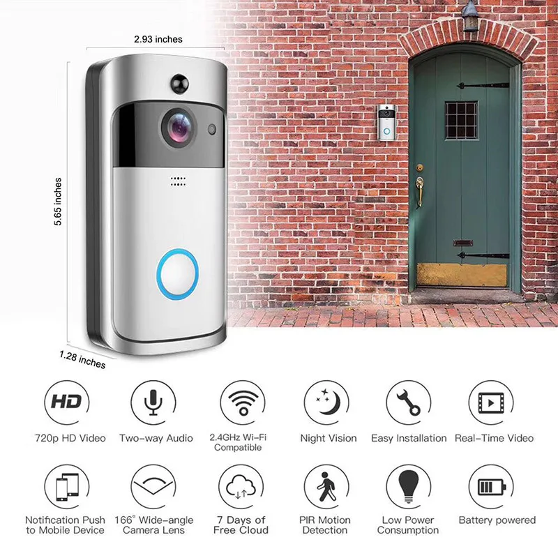 
2020 WIFI M4 wireless doorbell camera 1280*720 wifi doorbell with 6pcs night light led support PIR for M4 video doorbell 