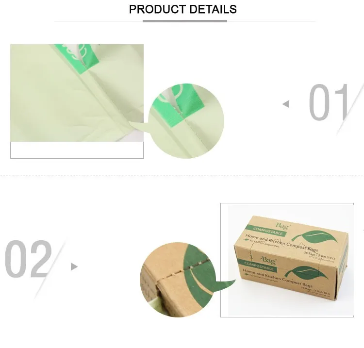 4_Customized 100% Starch PLA Biodegradable Compostable Disposable Trash Garbage Waste Packaging Bags T-shirt Shopping bags