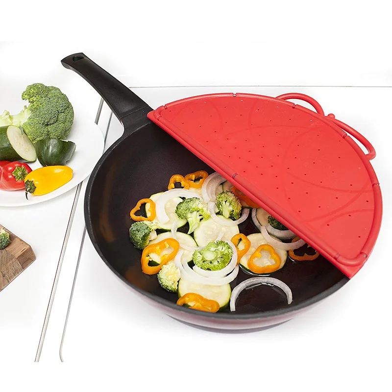 Silicone Splash Cover,Kitchen Splash Splatter Guard,Foldable Splatter