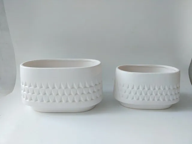 White and black Ceramic pot vase carving for home decoration