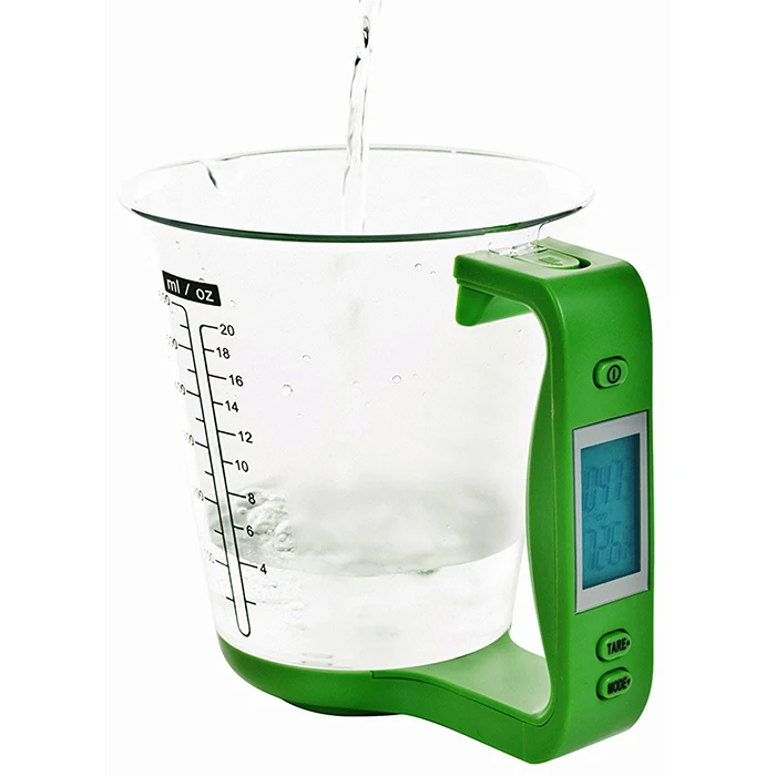 

J&R Food Grade Plastic Weight Temperature Volume Digital Electronic Measuring Cup, Black,green,red