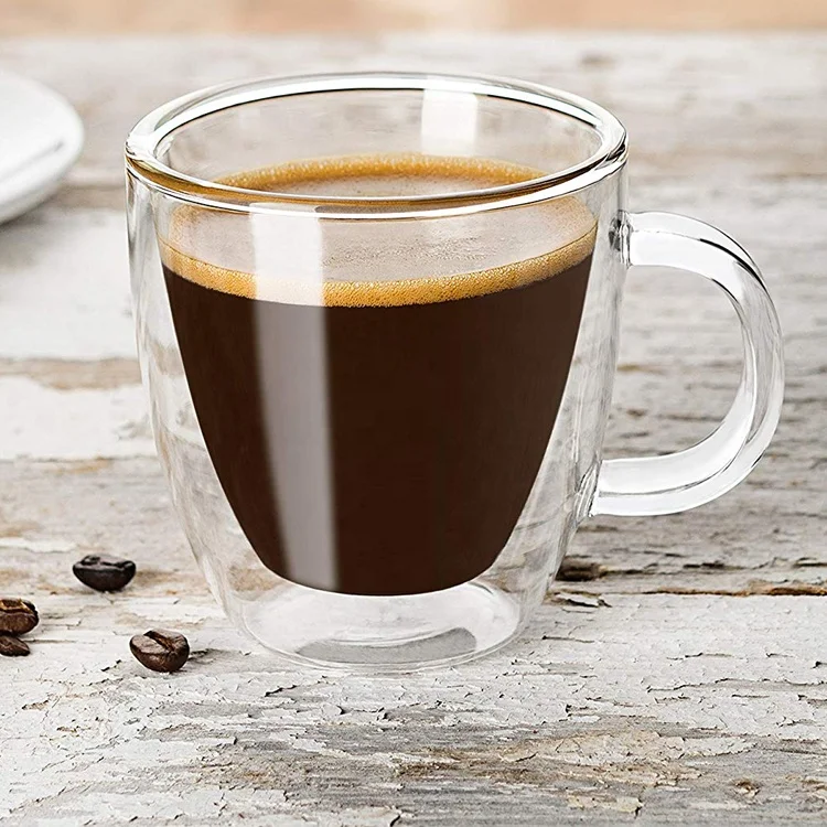 

Double wall borosilicate coffee cup drinking glass cup, Clear
