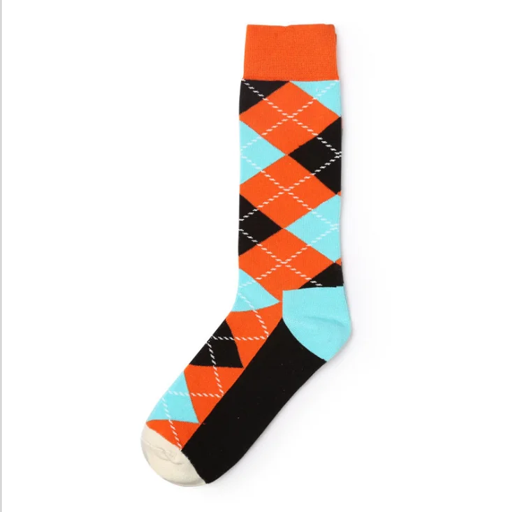 

custom logo argyle crew colorful dress cotton classic happy men socks, Black;white;grey;navy;red