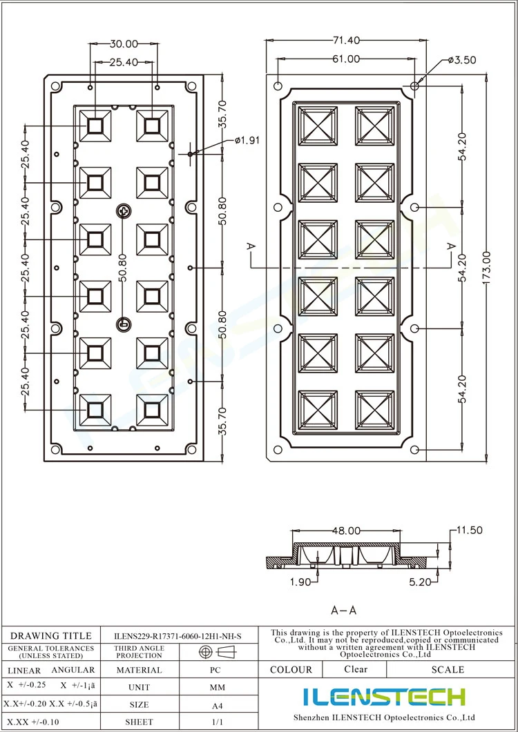 2x6 lens array for street light replace ledil CS14130_HB-IP-2X6-W