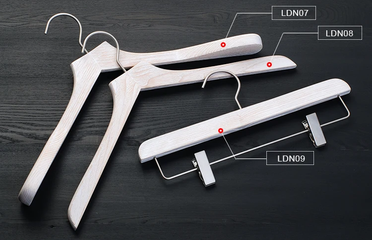 LINDON Washed White Custom Made Coat Suit Hangers with Brushed Process