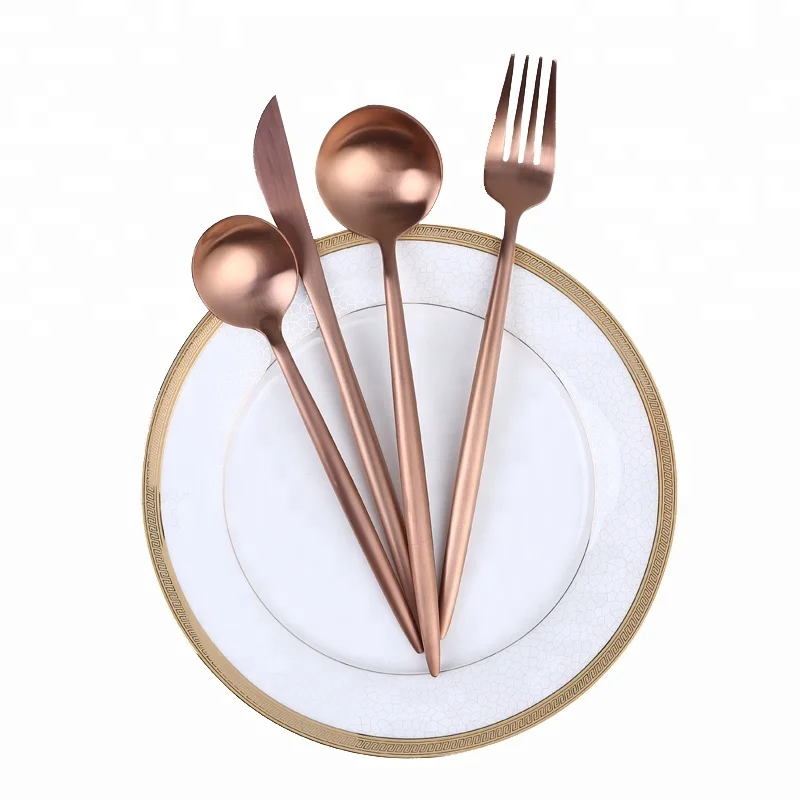 

4-Piece Rose Gold Flatware SS 304 18 10 Christmas Flatware