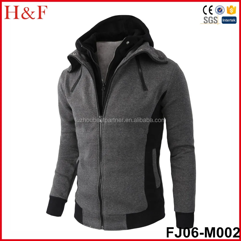 double zipper hoodie jacket