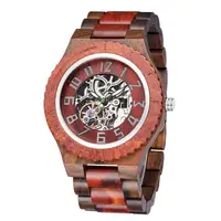 

Low MOQ Custom Logo Skeleton Mechanical Wood Watch Custom Wood Watch