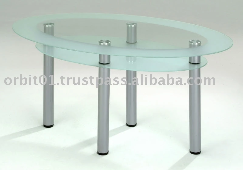 Moderne meubels metalen benen keuken tafel, ronde glazen eettafel ...