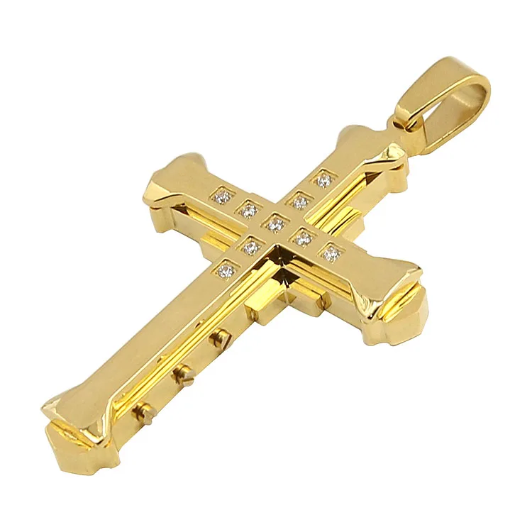 

Wholesale rhinestone diamond large gold cross pendant