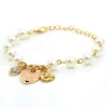 Fashion Heart Flower Bracelet D Letter Pearl Bracelet