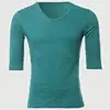 ATSC068 Fitness Men T-Shirts Three Quarter Sleeve T Shirts Basic 2016 Fashion T Shirts For Men Designer Clothing V Neck Tops