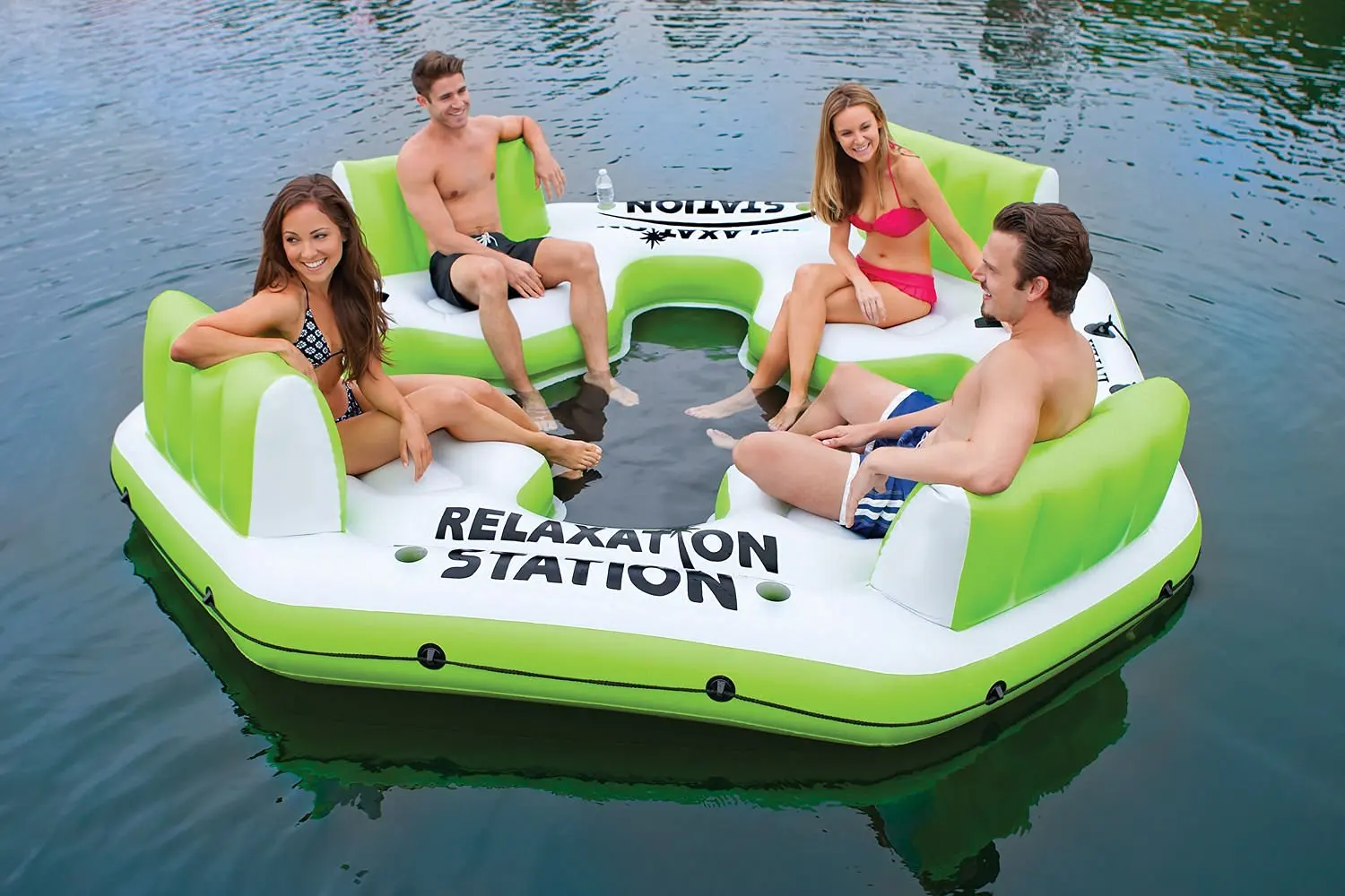 New Shop Intex Pacific Paradise Relaxation Station Water Lounge 4-Person Ri...