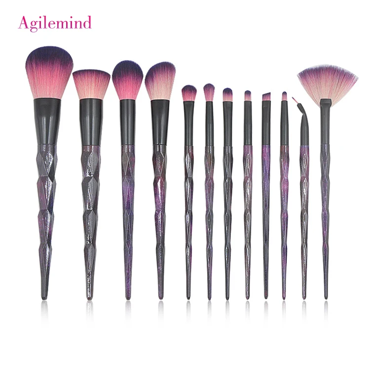 

12 Pcs Professional Acrylic Blush Brush No Logo Power Makeup Brush Set, N/a