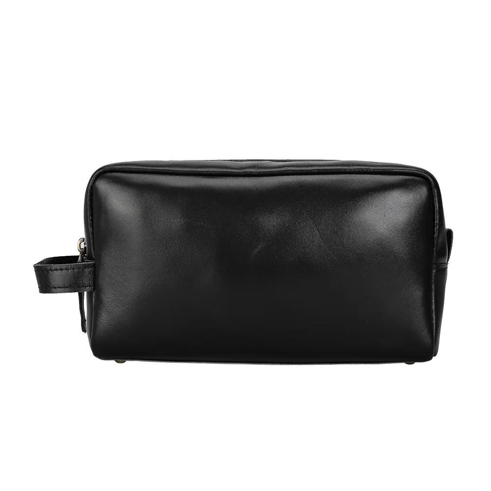 

TIDING Large Capacity Custom Black Fashion Men Cowhide Travel Shaving Bags Genuine Leather Cosmetic Pouch For Men, Customized color