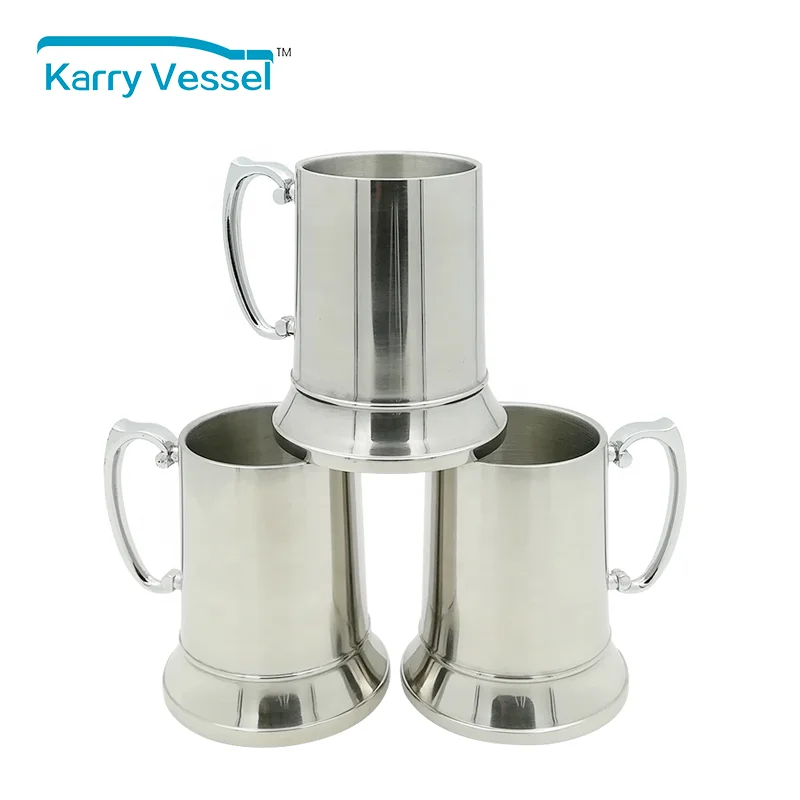 

Customized Logo Wholesale Double Wall Stainless Steel Beer Mug Tankard With Handle