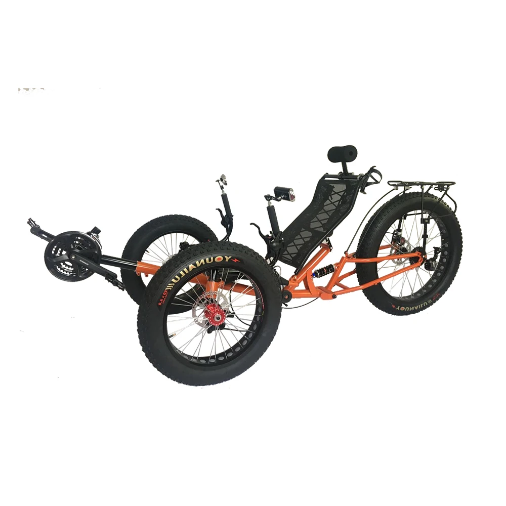 

Free Shipping USA Market Wholesale Foldable Suspension Touring tadpole Recumbent Tricycle 3 wheel