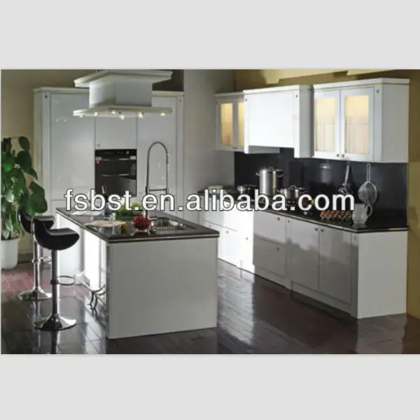 Open keuken meubilair ak103 witte lak keukenkasten pvc laminaat ...